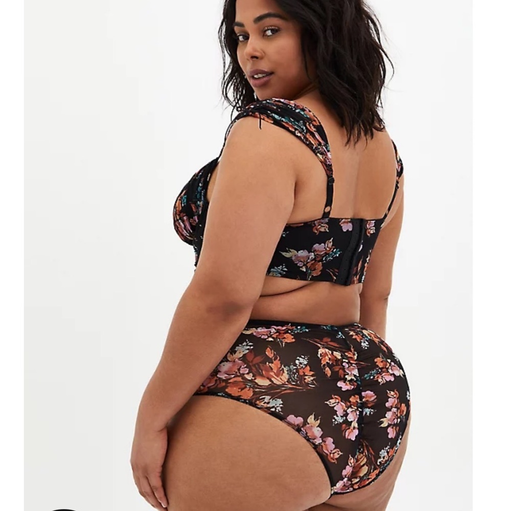 Torrid Black Floral Mesh Bralette Set - Picture 3 of 3